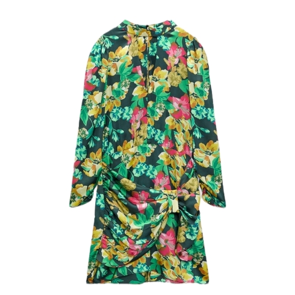 Zara Long Sleeve Floral Mini Dress sz Small - Picture 3 of 9